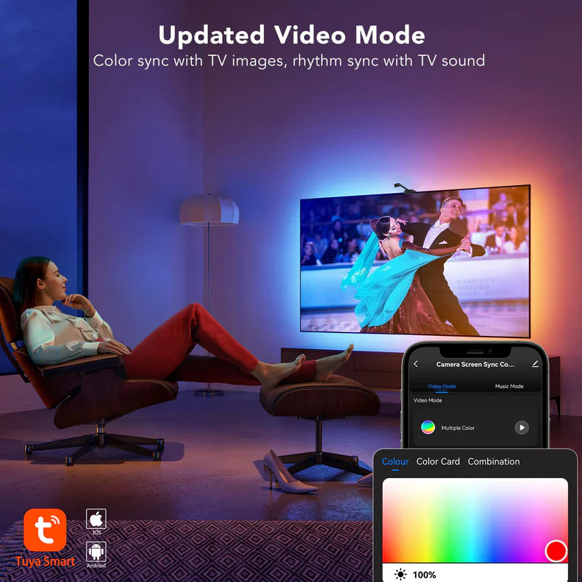 GlowSync™ HD LED TV Backlight Strip with Real-Time Screen Sync – Fits 50–65” TVs