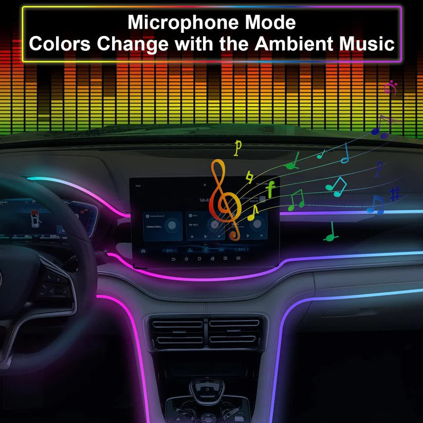 NeoFlow RGB Interior Car Light Kit – Dynamic Ambient LED Strips with App & Music Sync