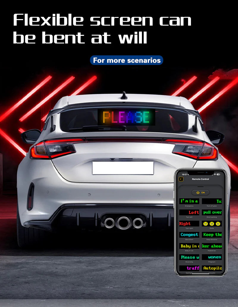 GlowPanel X – Custom LED Car Display Sign with App & Remote Control