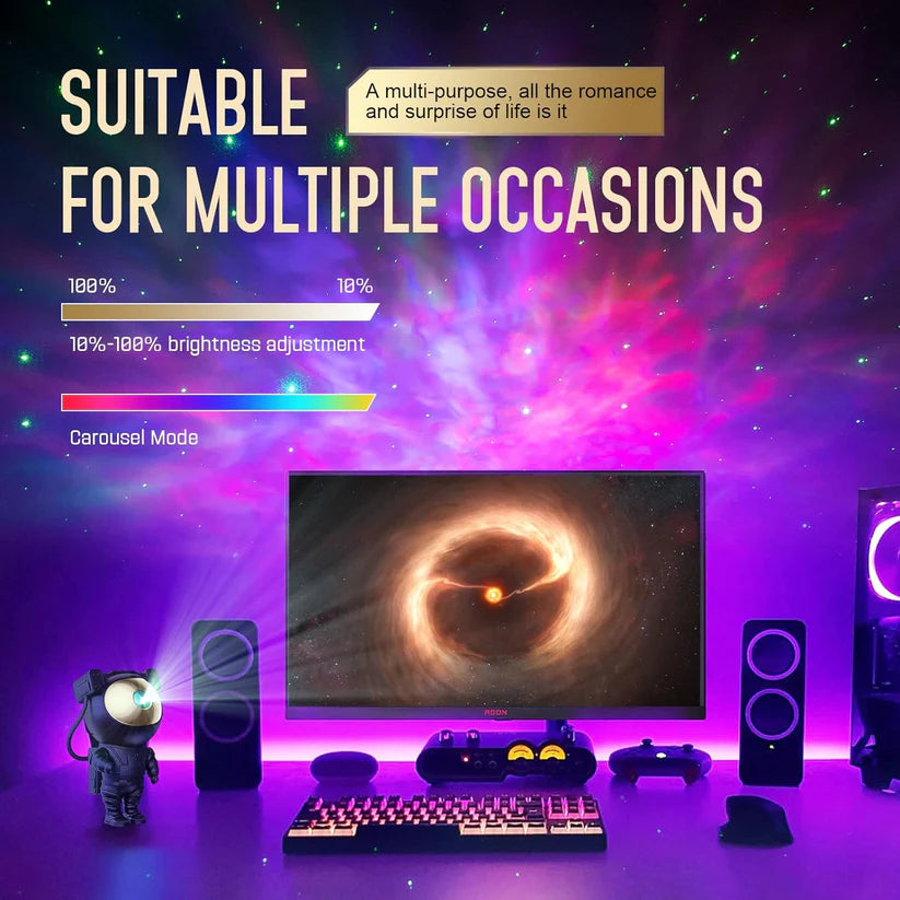 CosmoGlow Astronaut Galaxy Projector – LED Star & Nebula Light for Room Ambience
