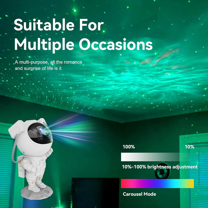 CosmoGlow Astronaut Galaxy Projector – LED Star & Nebula Light for Room Ambience