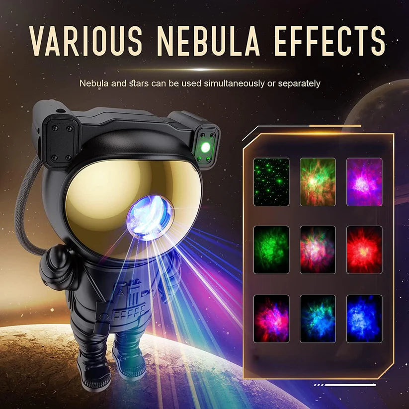 CosmoGlow Astronaut Galaxy Projector – LED Star & Nebula Light for Room Ambience