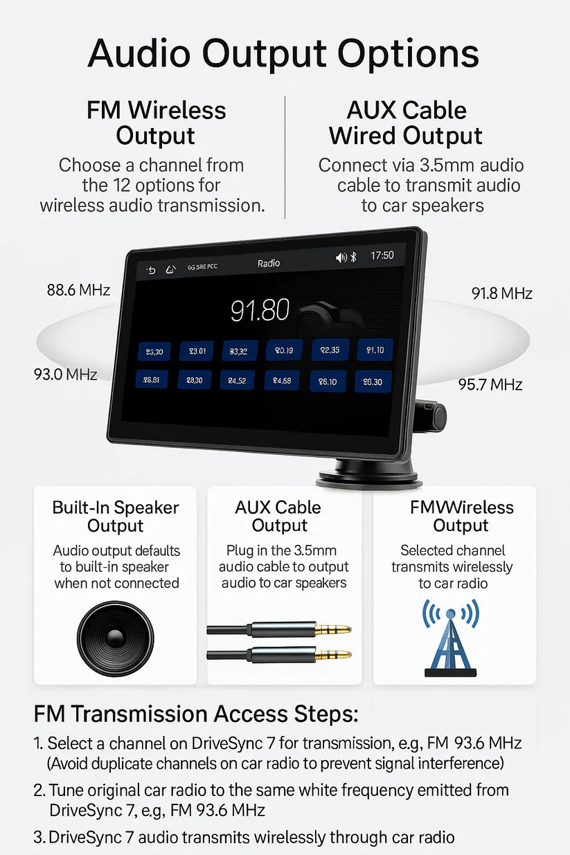 DriveSync 7- Wireless CarPlay & Android Auto Display – Smart Touchscreen for Any Car