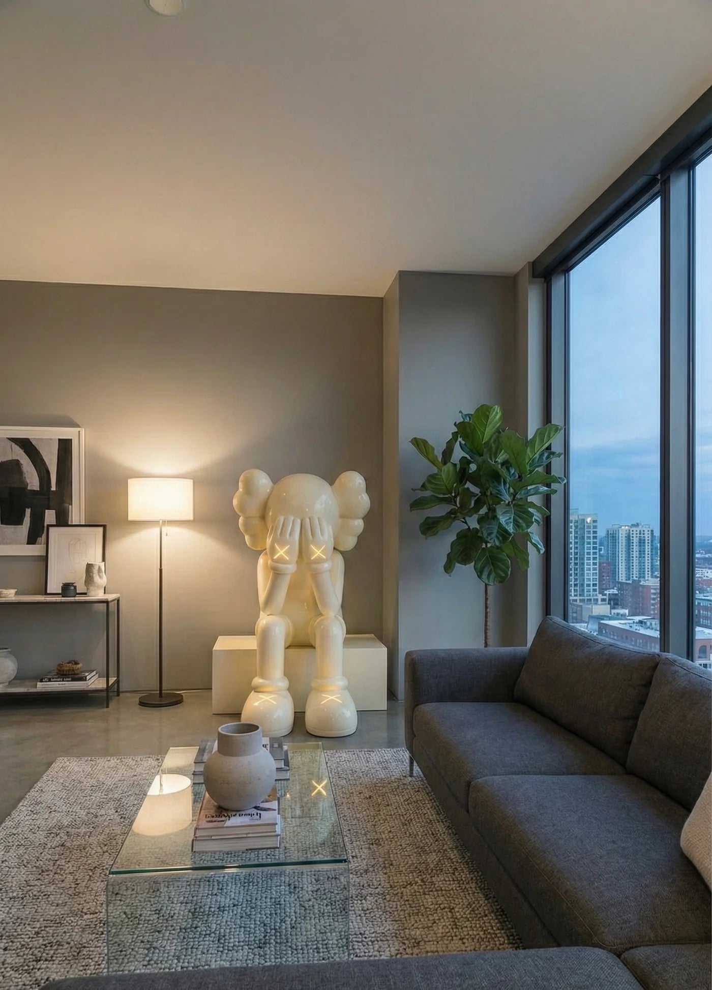 White LED Iconify Sitting Sculpture Life Size