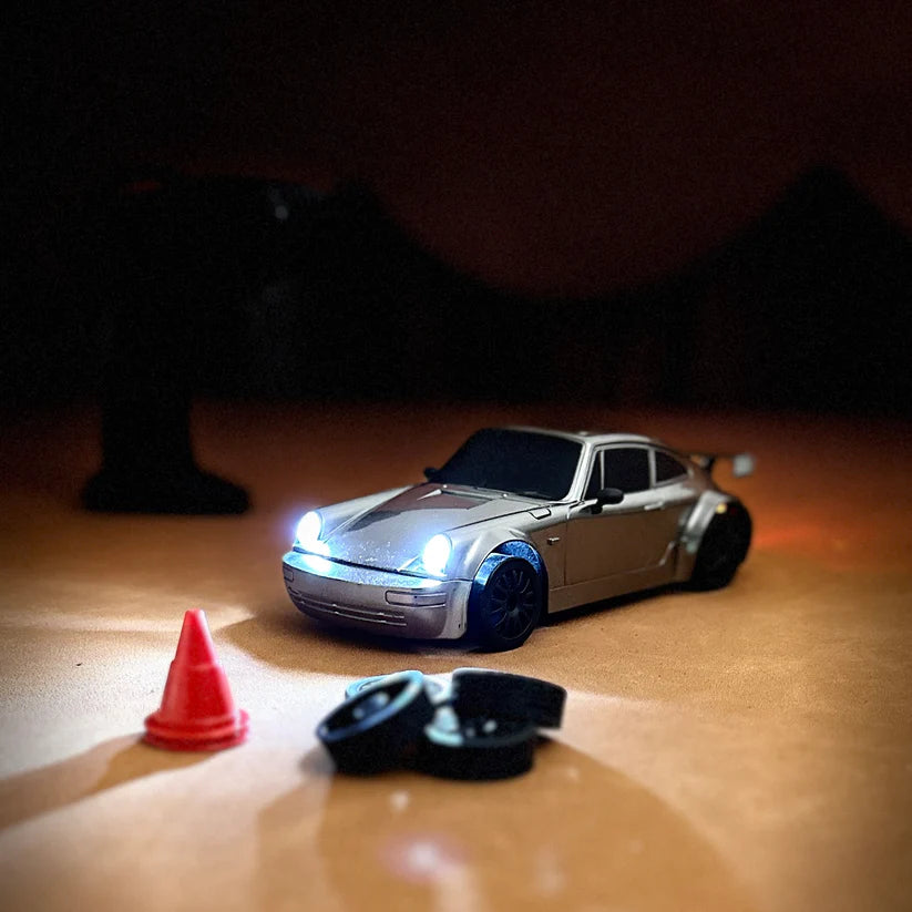 Retro Drift Master RC Car – Liquid Metal Finish with Drift & Speed Tires
