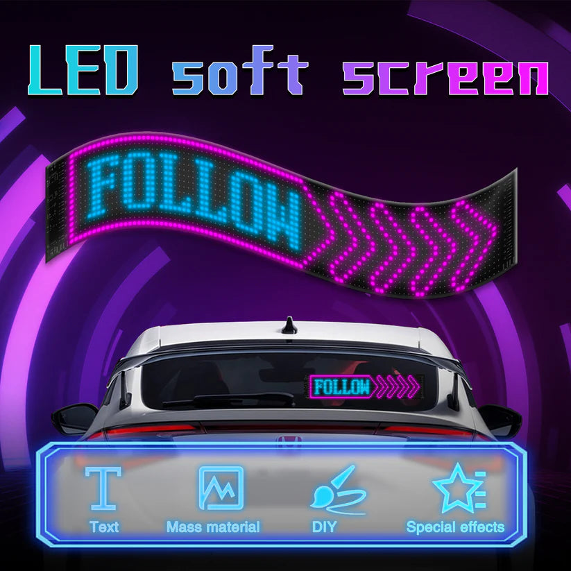 GlowPanel X – Custom LED Car Display Sign with App & Remote Control