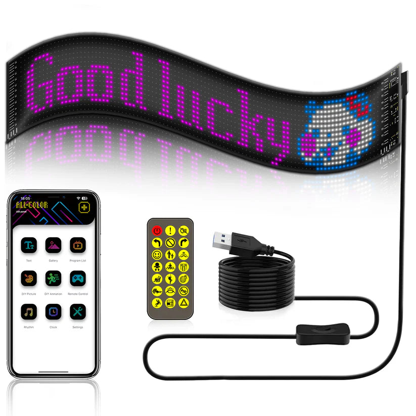 GlowPanel X – Custom LED Car Display Sign with App & Remote Control