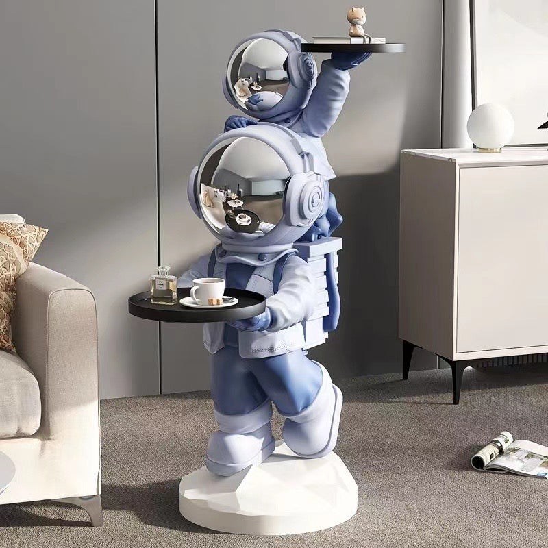 Dubbel Astronaut Dekorationsfigur med Serveringsbricka – Modern Design i Flera Färger