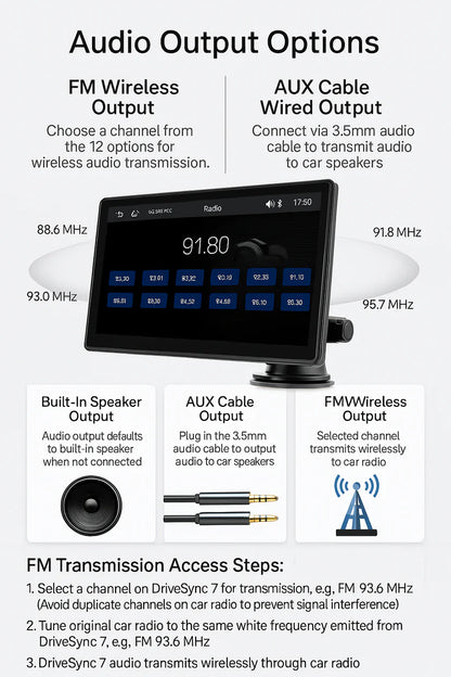 DriveSync 7- Wireless CarPlay & Android Auto Display – Smart Touchscreen for Any Car