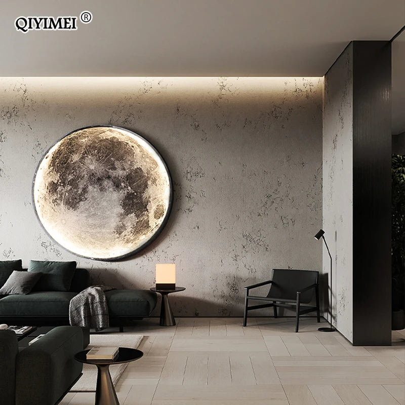 Modern LED Moon Vägglampa Minimalistisk Väggmålning Inomhusbelysning För sovrum Bakgrund Vägg Vardagsrum Dekorativa sänglampor