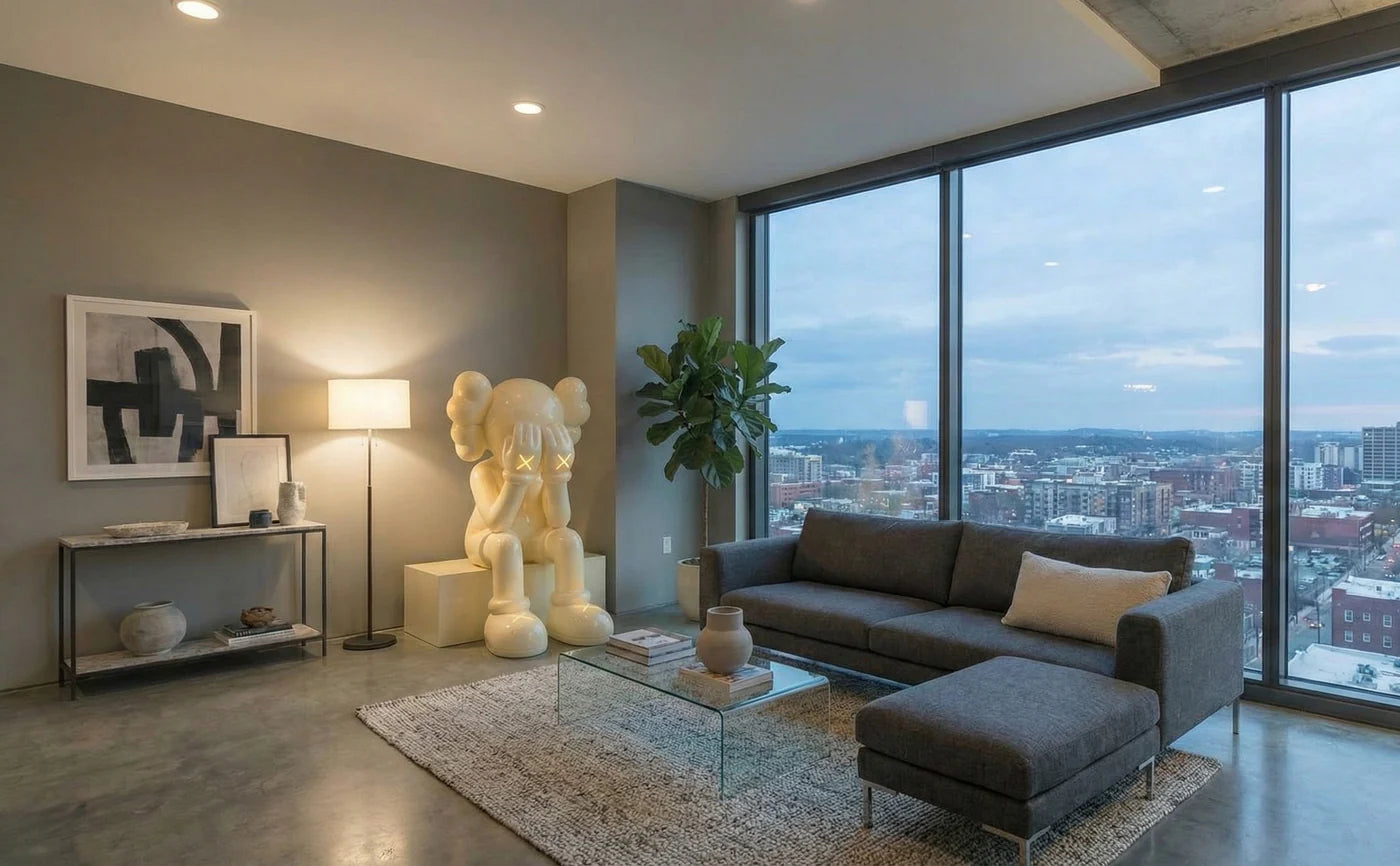 White LED Iconify Sitting Sculpture Life Size