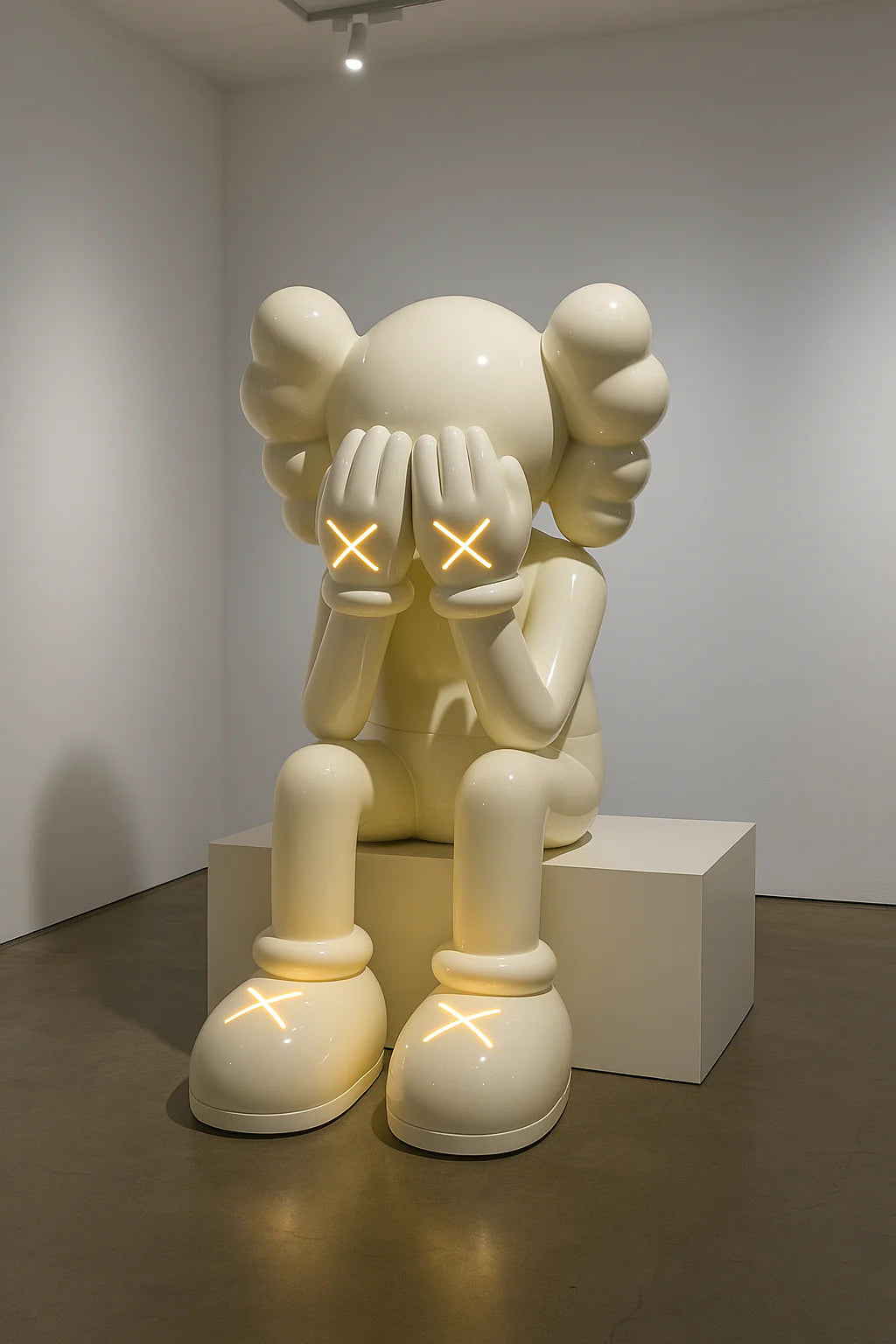 White LED Iconify Sitting Sculpture Life Size