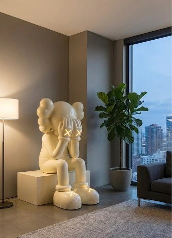 White LED Iconify Sitting Sculpture Life Size