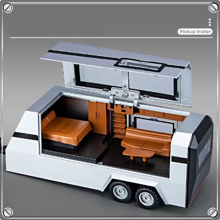 1/32 Tesla Cybertruck Pickup Trailer Legering Bilmodell Diecasts Metallleksak Terrängfordon Lastbilsmodell Ljud och lätt Barnpresenter