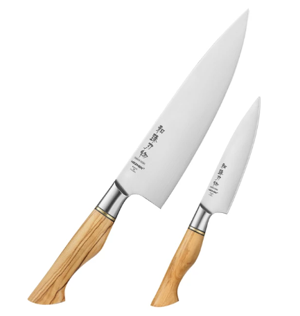 HEZHEN 1-5PC Knivset Sandivik 14C28N Stål Rostfritt Stål Kock Santoku Utility Skala Kökskniv För Kött Vass Kökskniv