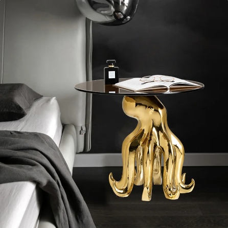 Creative Soffbord Octopus Gorilla Glas Bord Design Ljus Lyx Vardagsrum Soffa Sidobord Tebord Heminredning Möbler