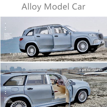 1:24 Maybach GLS-klass GLS600 Alloy Luxy Bilmodell Diecast Metal Leksaksfordon Bilmodell Simulering Ljud och ljus Barnleksakspresent