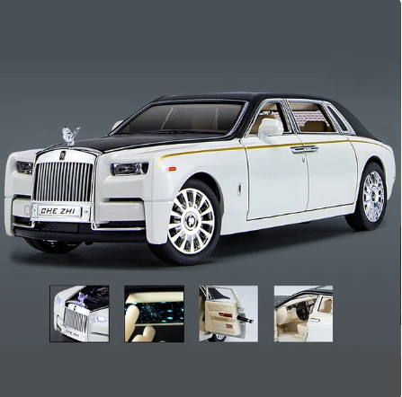 1:24 Rolls Royce Phantom Alloy bilmodell Diecasts & leksaksfordon Metallbilmodellsamling Simulering Ljud Ljus Barnleksakspresent