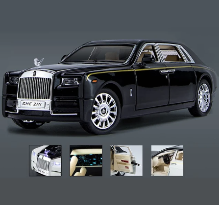 1:24 Rolls Royce Phantom Alloy bilmodell Diecasts & leksaksfordon Metallbilmodellsamling Simulering Ljud Ljus Barnleksakspresent