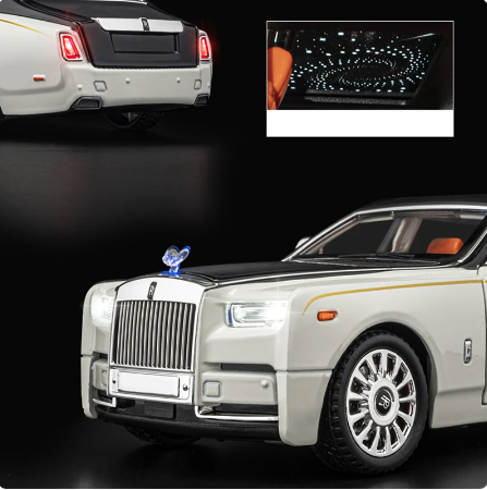 1/18 Rolls-Royce Phantom Alloy Lyxig bilmodell Diecasts Metallleksaksfordon Bilmodellsimulering Ljud Ljussamling Barnpresenter