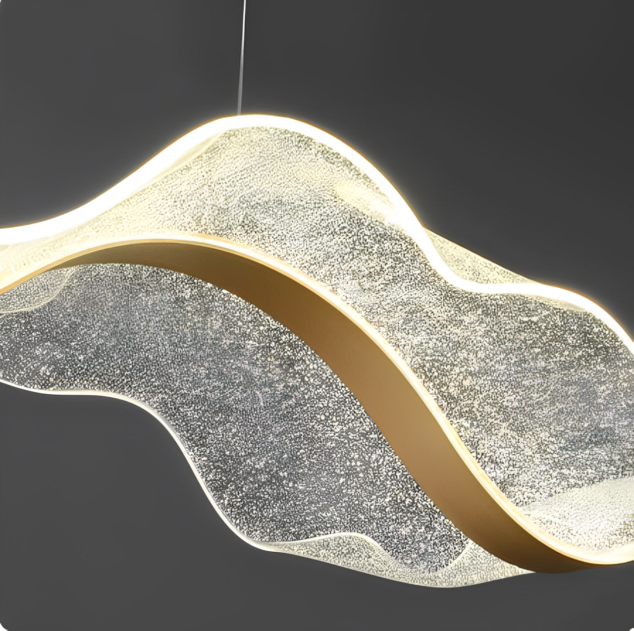 Close-up of a modern LED pendant lamp highlighting details of its sleek design and high-quality materials.